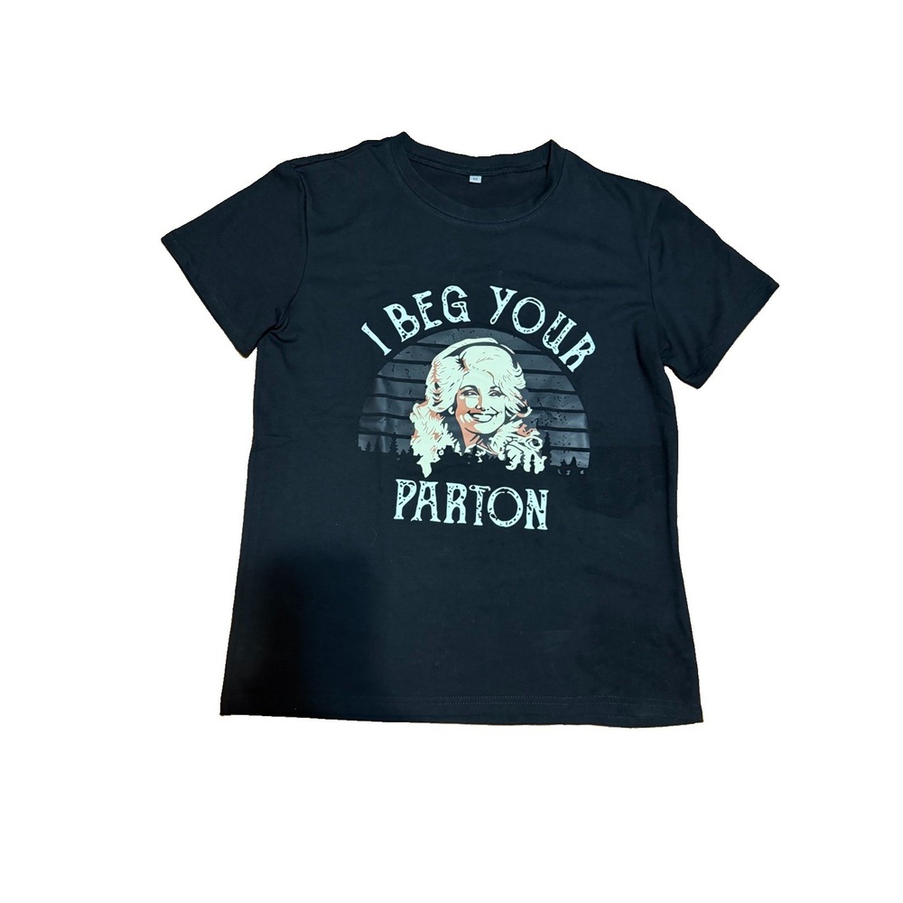 I Beg Your Parton Shirt Country Music Black Pardon T-Shirt for Women Med Retro